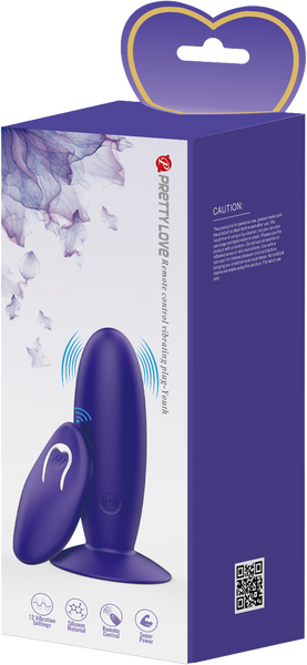 Pretty Love Remote Control Vibrating Silicone Butt Plug Youth w Suction Purple