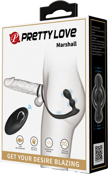 Pretty Love Marshall Cock/Ball Ring with Vibro Butt Plug and Remote Control