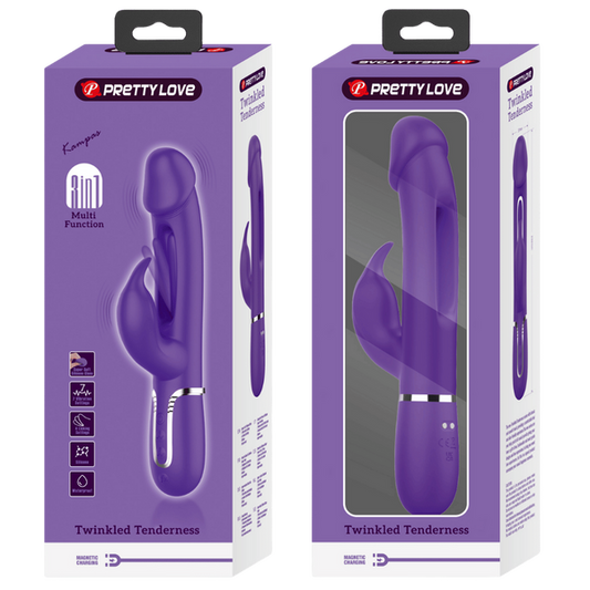 Pretty Love Kampas - 3in1 Multi-function Rabbit Vibrator Dark Purple