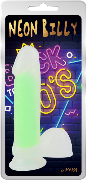 La Viva Neon Billy Dildo Dong w Suction Cup Glow Green