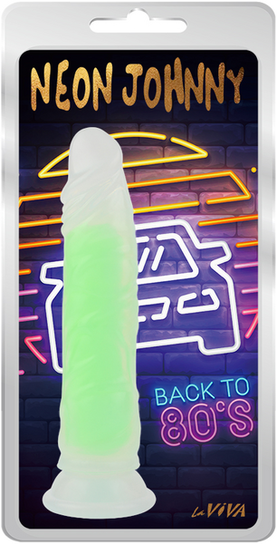 La Viva Neon Johnny Dildo Dong w Suction Cup Glow Green