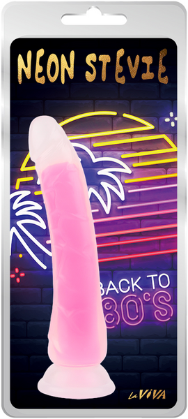 La Viva Neon Stevie Dildo Dong w Suction Cup Glow Pink