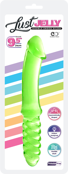 Excellent Power Lust Jelly 9.5" (24cm) Double Ended Dildo Green