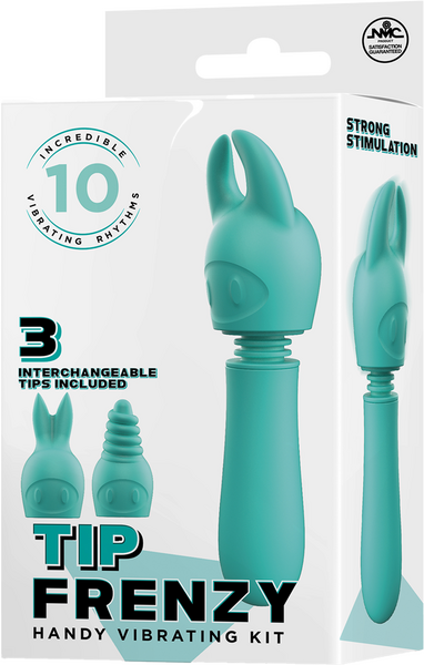 Excellent Power Tip Frenzy Vibrating Wand with 3 Interchangeable Trips Green