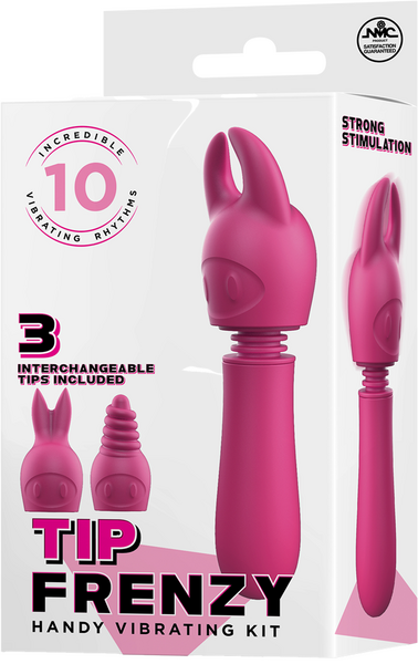 Excellent Power Tip Frenzy Vibrating Wand with 3 Interchangeable Trips Pink