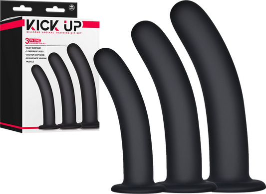 Excellent Power Kick Up - Silicone Vaginal Training Kit Dilator Black