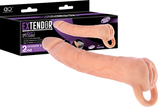 Excellent Power Extendor 2 in 1 Penis Extender & Masturbator Sleeve 9" Flesh