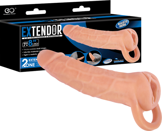 Excellent Power Extendor 2 in 1 Penis Extender & Masturbator Sleeve 8" Flesh