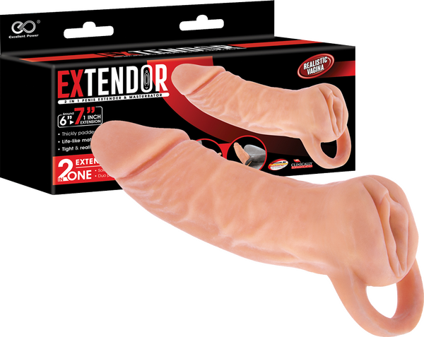 Excellent Power Extendor 2 in 1 Penis Extender & Masturbator Sleeve 7" Flesh