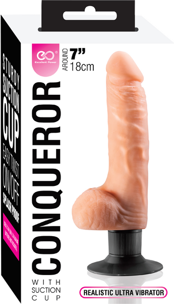 Excellent Power Conqueror 7" (18cm) Vibrating Dildo Flesh w Suction Cup