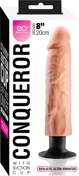 Excellent Power Conqueror 8" (20cm) Vibrating Dildo Flesh w Suction Cup