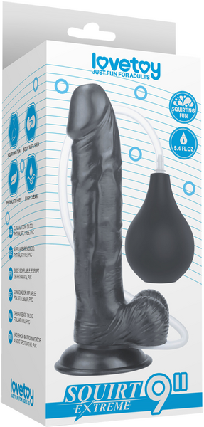 Lovetoy 9" Squirt Extreme Realistic Dildo Black