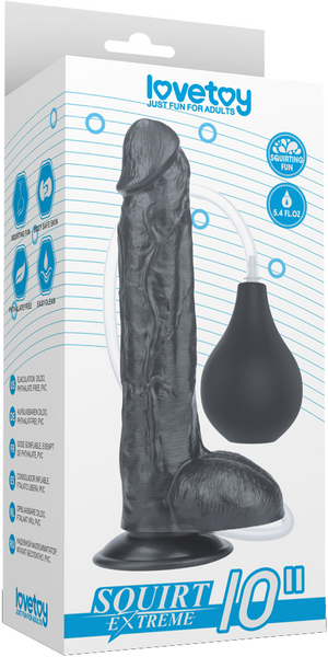 Lovetoy 10" Squirt Extreme Realistic Dildo Black