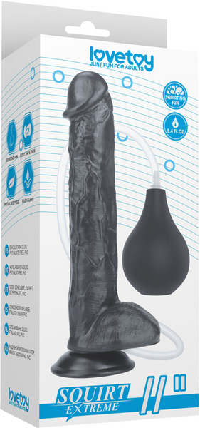 Lovetoy 11" Squirt Extreme Realistic Dildo Black