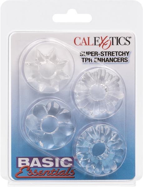 CalExotics | Basic Essentials Super-stretchy TPR Enhancers Cock Ring Set Clear