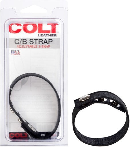 CalExotics | COLT Leather C/b Strap Adjustable 3-Snap Cock Rings Black