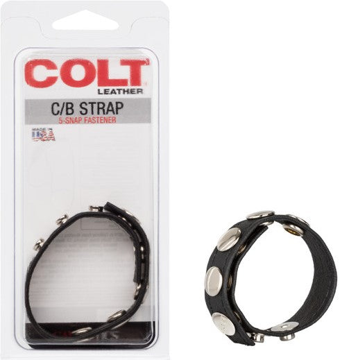 CalExotics | COLT Leather C/B Strap Adjustable 5-Snap Fastener Cock Rings Black