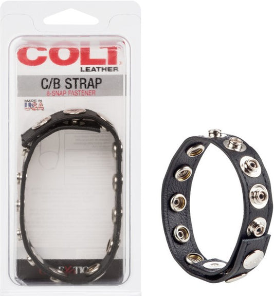 CalExotics | COLT Leather C/B Strap Adjustable 8-Snap Fastener Cock Rings Black