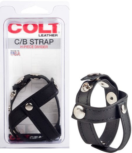 CalExotics | COLT Leather C/B Strap H-piece Divider Cock Rings Cockring Black