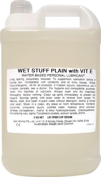 Wet Stuff Plain with Vitamin E Water Based Personal Edible Lube Lubricant 5kg