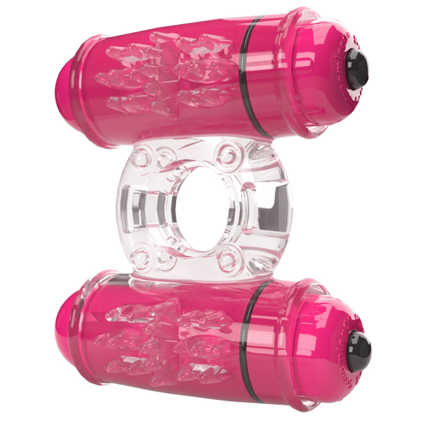 ScreamingO 4B Low Pitch Bass Double Wammy Vibrating Cock Ring - Strawberry