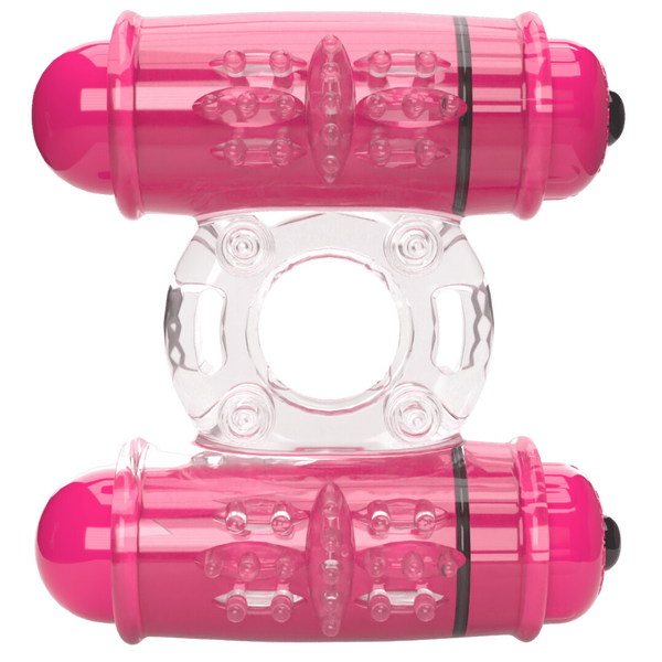 ScreamingO 4T Double Wammy Vibrating Cock Ring - Strawberry