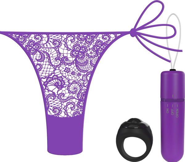 ScreamingO Vibrating Panty Set w Remote Ring 4T High Pitch Treble Grape