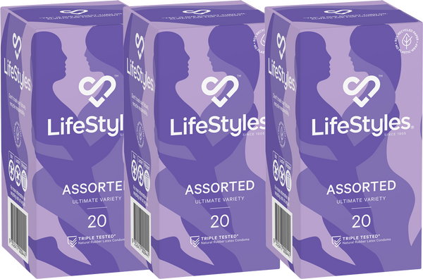 LifeStyles Assorted Condoms 3x20 Boxes - 3 Pack (60 Condoms)