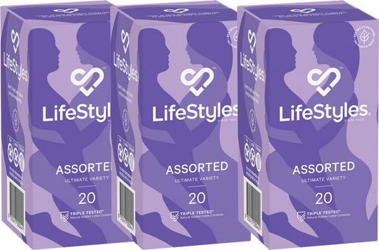 LifeStyles Assorted Condoms 3x20 Boxes - 3 Pack (60 Condoms)