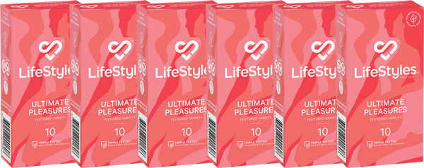 LifeStyles Ultimate Pleasures Condoms 52mm - 6x10 Boxes - 6 Pack (60 Condoms)