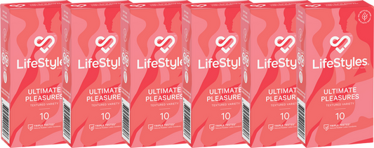 LifeStyles Ultimate Pleasures Condoms 52mm - 6x10 Boxes - 6 Pack (60 Condoms)