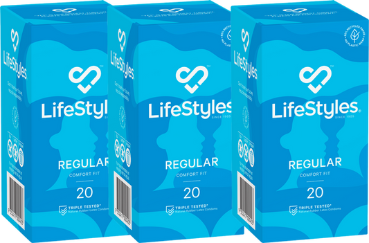 LifeStyles Regular Condoms 53mm - 3x20 boxes - 3 Pack (60 Condoms)