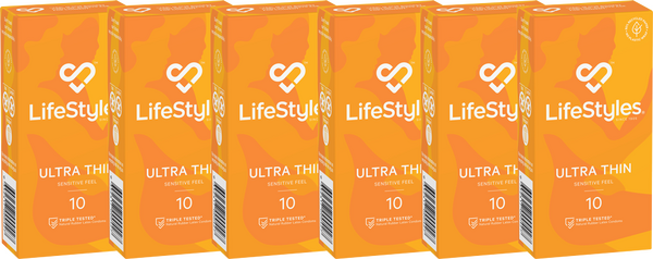 LifeStyles Ultra Thin Condoms 53mm - 6x10 boxes - 6 Pack (60 Condoms)