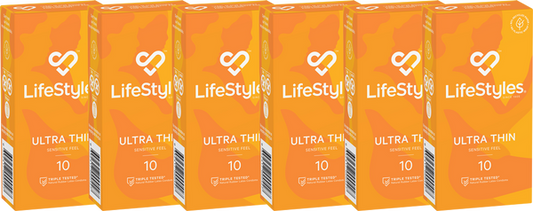 LifeStyles Ultra Thin Condoms 53mm - 6x10 boxes - 6 Pack (60 Condoms)