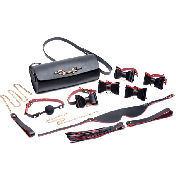 Master Series Bondage To Go Black And Red Bow Bondage Set With Carry Case