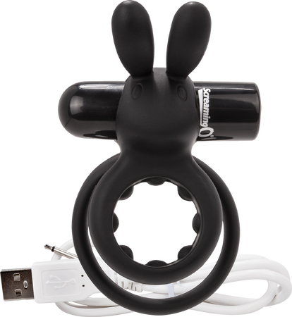 ScreamingO Ohare Charged Wearable Rabbit Ears Vibe Double Ring Black