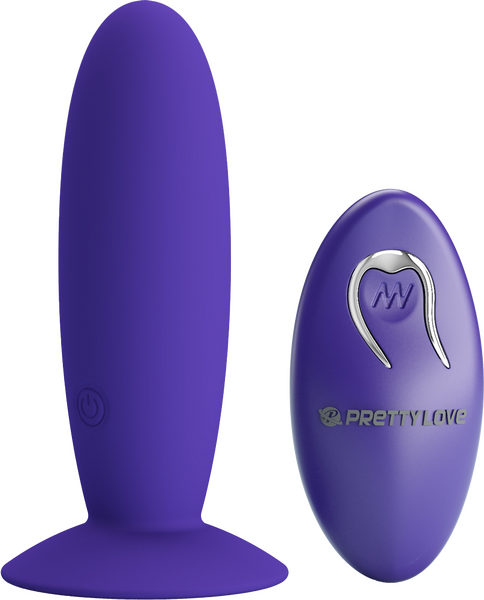 Pretty Love Remote Control Vibrating Silicone Butt Plug Youth w Suction Purple