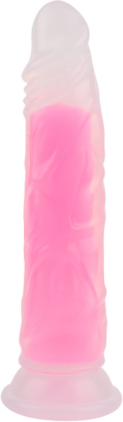 La Viva Neon Johnny Dildo Dong w Suction Cup Glow Pink