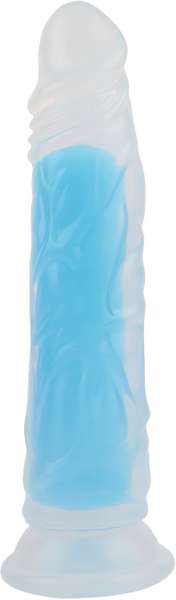 La Viva Neon Johnny Dildo Dong w Suction Cup Glow Blue