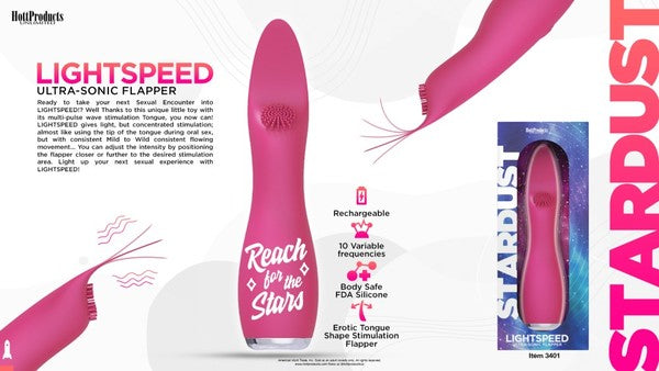 Hott Products | Lightspeed (Ultrasonic Flapper) - Erotic Tongue Shaped Stimulation Flapper