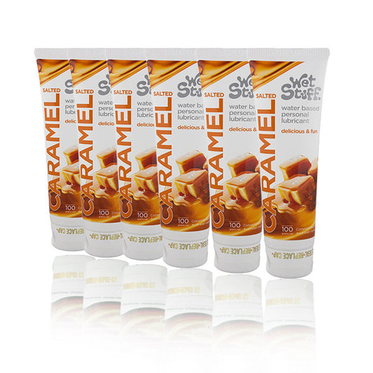 Wet Stuff Salted Caramel Water Based Edible Lube Lubricant 6x100g - 6 Pack