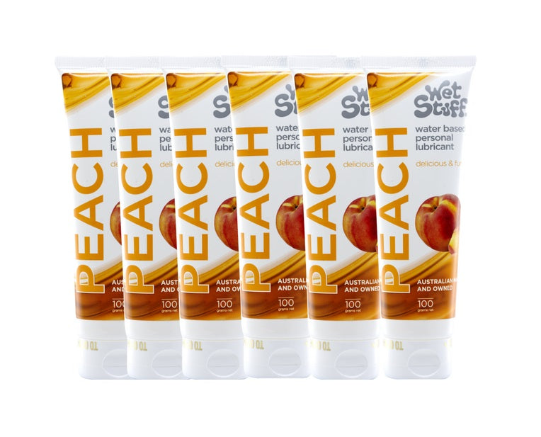 Wet Stuff Peach Water Based Edible Lube Lubricant 6x100g - 6 Pack