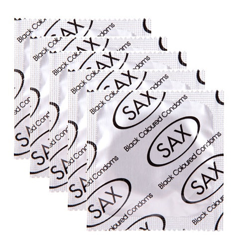 Sax Max Regular Smooth Latex Black Coloured Condoms 53mm Bulk 144