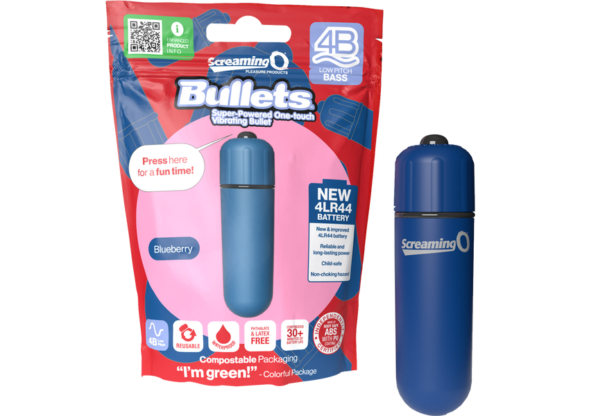 ScreamingO Bullets 4B Low Pitch Bass Bullet Vibrator Blueberry