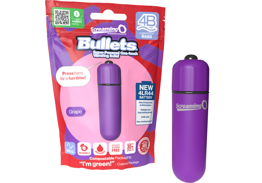 ScreamingO Bullets 4B Low Pitch Bass Bullet Vibrator Grape