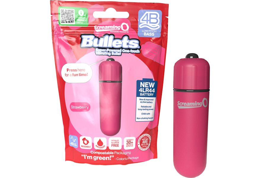 ScreamingO Bullets 4B Low Pitch Bass Bullet Vibrator Strawberry