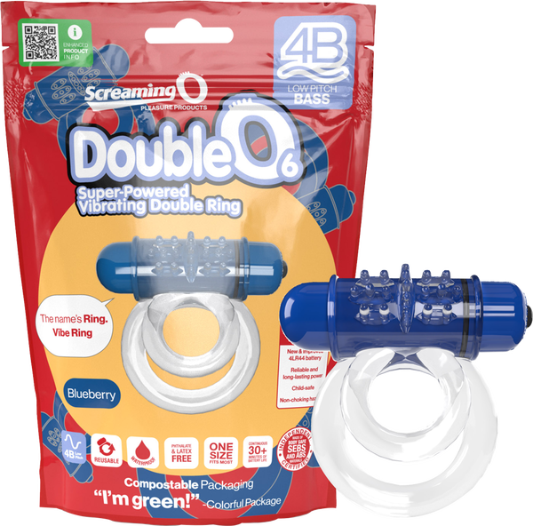 ScreamingO Double O 6 4B Low Pitch Bass Vibrating Cock Ring Blueberry