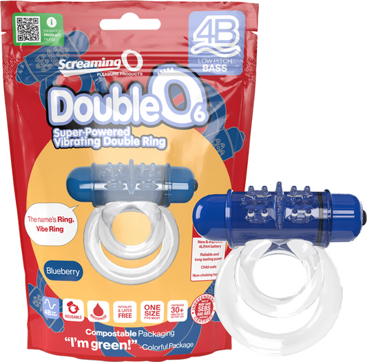 ScreamingO Double O 6 4B Low Pitch Bass Vibrating Cock Ring Blueberry