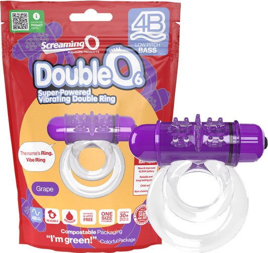 ScreamingO Double O 6 4B Low Pitch Bass Vibrating Cock Ring Grape