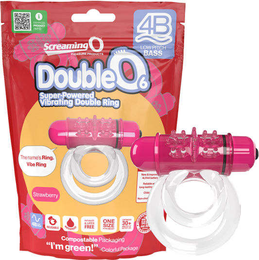 ScreamingO Double O 6 4B Low Pitch Bass Vibrating Cock Ring Strawberry